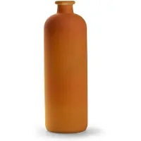 Merkloos Jodeco Bloemenvaas Avignon - Fles model - glas - mat oranje - H33 x D11 cm - Vazen