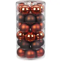 Merkloos Inge Christmas Kerstballen - 30x st - glas - kastanje bruin - 6 cm - Kerstbal