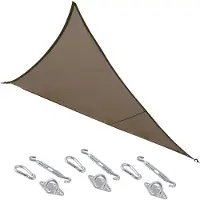 Merkloos Schaduwdoek/zonnescherm Curacao driehoek taupe 3 x 3 x 3 meter met ophanghaken - Schaduwdoeken