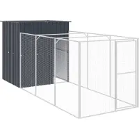 vidaXL Hondenhok met ren 165x455x181 cm gegalvaniseerd staal antraciet