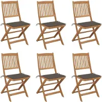 vidaXL Klapstoelen, 6 stuks, met kussens, gemaakt van massief acaciahout