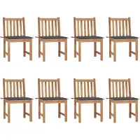 vidaXL Tuinstoelen 8 st met kussens massief teakhout