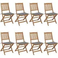 vidaXL Tuinstoelen 8 st inklapbaar met kussens massief acaciahout