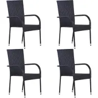 vidaXL Chaises empilables d'extérieur lot de 4 Résine tressée Noir310084