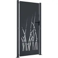 vidaXL Poort 100x175 cm met grasontwerp staal antracietkleurig