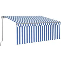 vidaXL Luifel handmatig uittrekbaar rolgordijn LED 3,5x2,5 m blauw wit