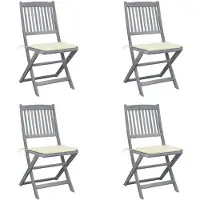 vidaXL Tuinstoelen 4 st inklapbaar met kussens massief acaciahout