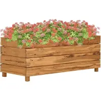 vidaXL Verhoogde plantenbak, 100x40x38 cm, teakhout en staal