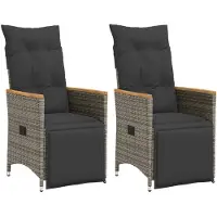 vidaXL Tuinstoelen 2 st verstelbaar met kussens poly rattan grijs