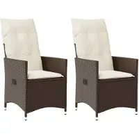 vidaXL Tuinstoelen 2 st verstelbaar met kussens poly rattan bruin