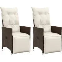 vidaXL Tuinstoelen 2 st verstelbaar met kussens poly rattan bruin