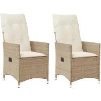 vidaXL Tuinstoelen 2 st verstelbaar met kussens poly rattan beige