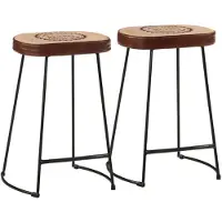 vidaXL Barkruk, 2 stuks, donkerbruin, 41x29x62 cm