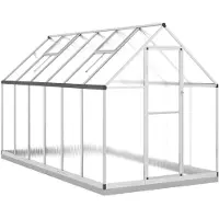 vidaXL Tuinkas met basisframe 334x169x202 cm aluminium zilverkleurig