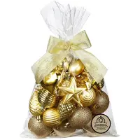 Merkloos Inge Christmas kerstballen en hangers -30x -kunststof -goud - Kerstbal