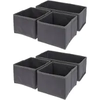 Merkloos Kast opberg/opruim manden 6-delig donkergrijs 28 x 14 x 11 cm - Opbergmanden