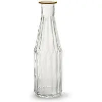 Merkloos Jodeco Bloemenvaas Marseille - Fles model - glas - transparant/goud - H25 x D7 cm - Vazen