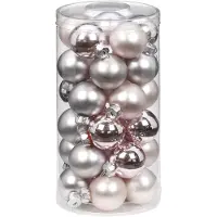 Merkloos Inge Christmas Kerstballen - 30x st - lichtroze - D4 cm - glas - Kerstbal