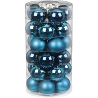 Merkloos 60x stuks glazen kerstballen diep blauw 6 cm glans en mat - Kerstbal