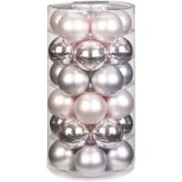 Merkloos 60x stuks glazen kerstballen lichtroze 6 cm glans en mat - Kerstbal