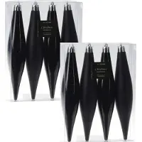 Merkloos 8x stuks kunststof ijspegels kersthangers zwart 15 cm mat/glans - Kersthangers
