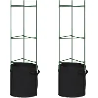 vidaXL Tomatenkooi met plantenzak 2 st 116 cm staal en polypropeen