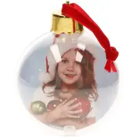 Merkloos 1x DIY Kerstbal - kunststof - foto/fotolijst - transparant - 8 cm - Kerstbal