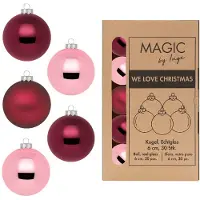 Merkloos Kerstballen van glas - 30x - berry kiss roze - 6 cm -milieubewustA - Kerstbal
