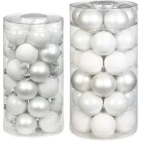 Merkloos 60x stuks glazen kerstballen wit 4 en 6 cm glans en mat - Kerstbal