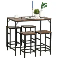 Merkloos Bartafel met barstoelen - 4 barstoelen - Barkruk - Vintage - Industrieel