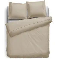 Eleganzzz Dekbedovertrek Uni Perkal Katoen Met Bies - zand 200x200/220cm