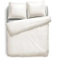 Eleganzzz Dekbedovertrek Uni Perkal Katoen Met Bies - ivoor 200x200/220cm