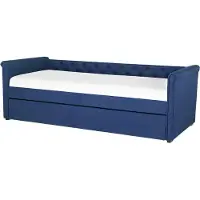 Beliani LIBOURNE - Onderschuifbed - Blauw - 80 x 200 cm - Polyester