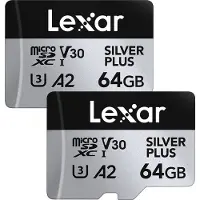 Lexar MicroSDXC Silver Plus UHS-1 64GB V30 dubbelpak