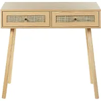 Beliani ODELL - Consoletafel-Lichte houtkleur-Vezelplaat, Rotan