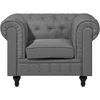 Beliani CHESTERFIELD - Fauteuil-Grijs-Polyester