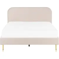 Beliani FLAYAT - Tweepersoonsbed - Beige - 160 x 200 cm - Fluweel