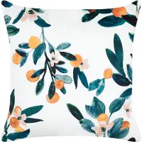 Beliani Decoratieve kussens, Sierkussen bladmotief fluweelstof groen 45 x 45 cm set van 2 KNAUTIA (45 x 45 cm)