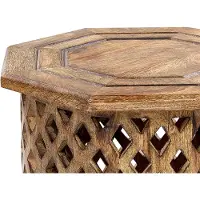 Beliani KHANPUR - Bijzettafel-Donkere houtkleur-Mangohout