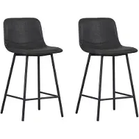 Bronx71 Industriële barkruk Mikky zwart leer 68 - 79 cm - Barkrukken set van 2.