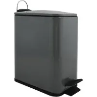 Spirella Pedaalemmer Paris - donkergrijs - 5 liter - metaal - L28 x B14 x H29 cm - soft-close - toilet/badkamer - Pedaal