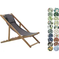 Beliani AVELLINO - Tuinligstoel-Grijs-Polyester, Acaciahout