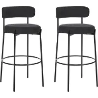 Beliani ALLISON - Barkruk set van 2 - Zwart - Bouclé