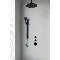 Brauer Thermostatisch Inbouwdoucheset Black 30cm Hoofddouche Plafondarm 3 Standen Handdouche op Glijstang Mat Zwart