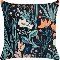 Beliani Decoratieve kussens, Sierkussen bloemenpatroon fluweelstof zwart/groen 45 x 45 cm OSMUNDA (45 x 45 cm)
