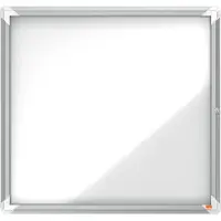 Nobo Premium Plus Afsluitbare Glazen Buitenvitrine Magnetisch 6xA4 voor Formaat met Zijslot - Grijs/Wit