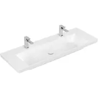 Villeroy & Boch Wastafel subway 3.0 2 kraangaten zonder overloop 130x47x16.5 cm wit alpin