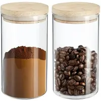 Secret De Gourmet 2x stuks voorraadbussen/voorraadpotten 1L glas met houten deksel - Voorraadpot