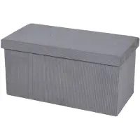 Urban Living Hocker bankje - poef XXL - opbergbox - lichtgrijs - velours look - 76 x 38 x 38 cm - Poefs
