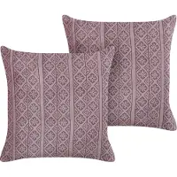 Beliani Decoratieve kussens, Sierkussen geometrisch patroon fluweelstof roze 45 x 45 cm set van 2 SILYBUM (45 x 45 cm)